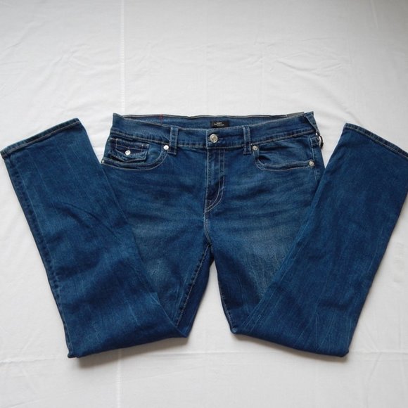 NWT MEN’S TRUE RELIGION RICKY SN FLAP Relaxed Straight Blue Indigo JEANS 38 x 34 - Picture 2 of 8